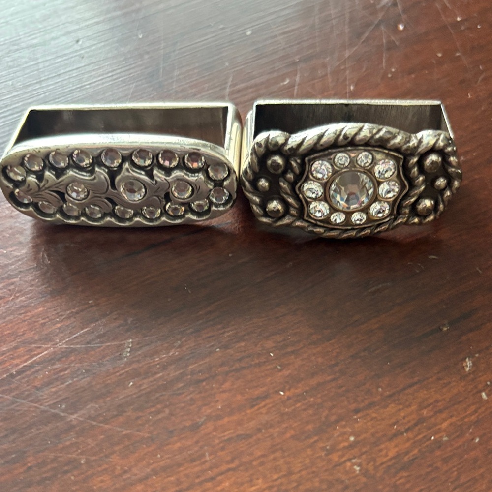 Justin Boots Silver crystal Belt Buckle Set